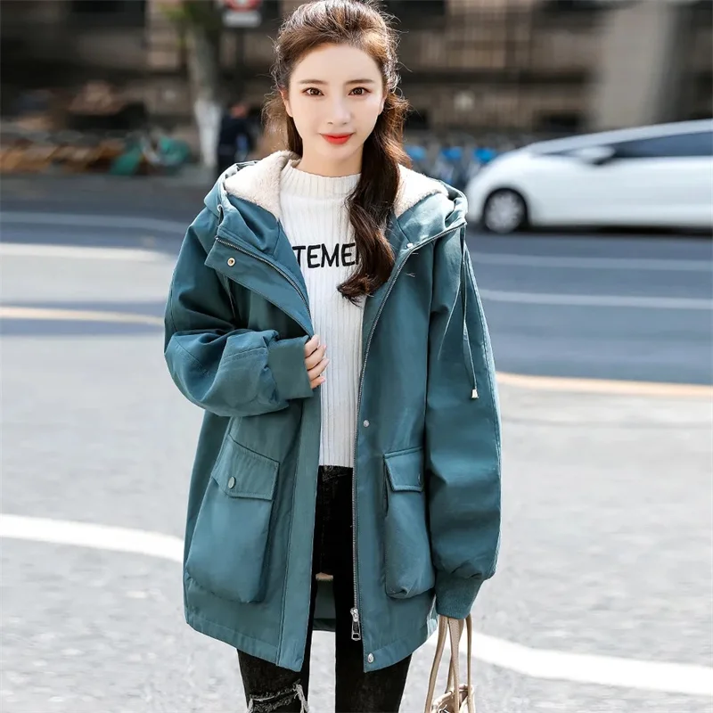 

2024 New Women's Puffer Winter Jacket Cotton Padded Jacket Hooded Fleece-lined Thicken Warm Snow Wear Coat Loose Overcoat Outerw