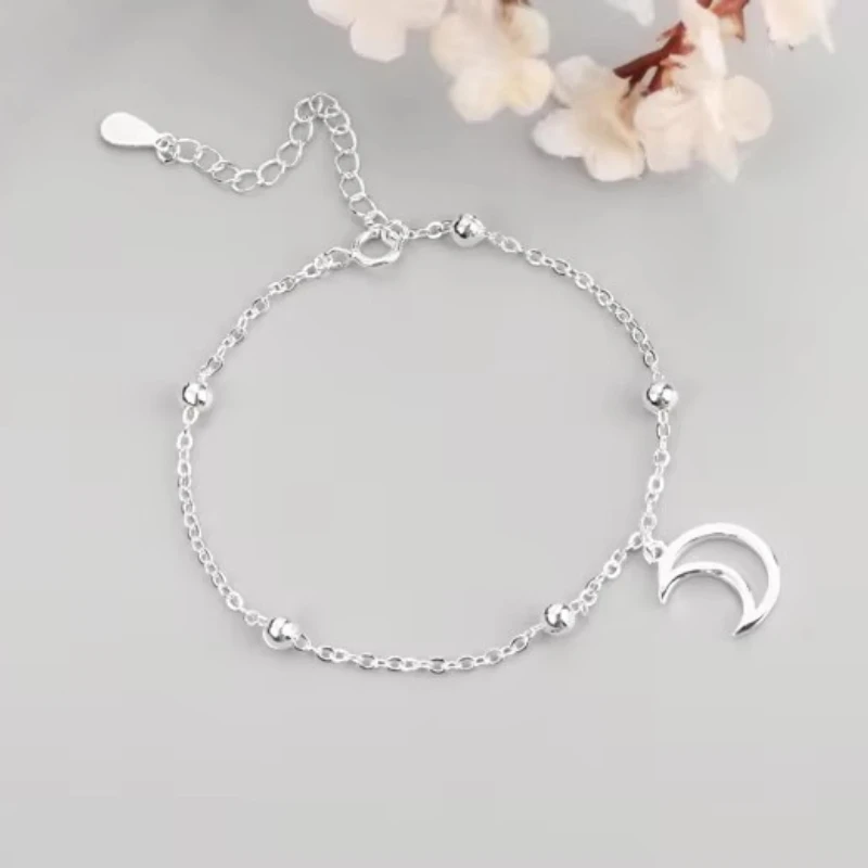 New Fashion Jewelry Beautiful 925 Sterling Silver Bracelets Moon Simple Personality Sweet Bracelets