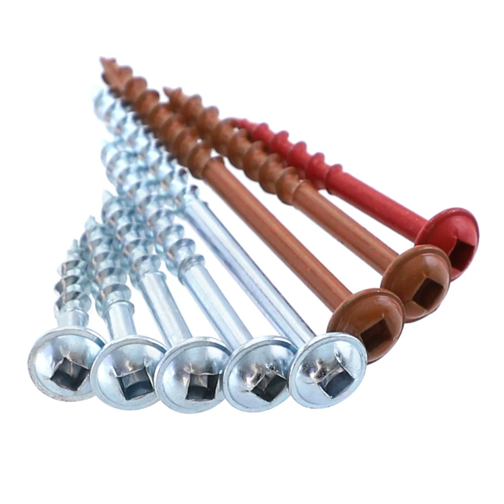 

100pcs Self Tapping Woodworking Coarse Half Oblique Hole Square Drive Screws 1-1/4 Inch Slotted Carbon Steel Lightweight