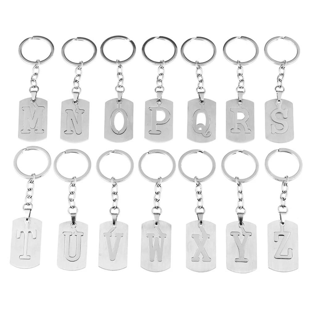 Double Layer Letter Keychains Simple A To Z Name Initials Metal Pendant Keyring Wallet Bag Car Decor For Women Men Party Gifts