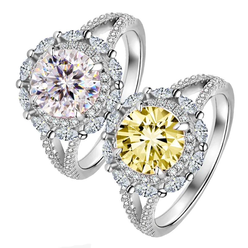 

100% Genuine 2ct Moissanite Ring Women with Certificate Colored Moissanite Ring Ring Jewelry Anniversary Gift
