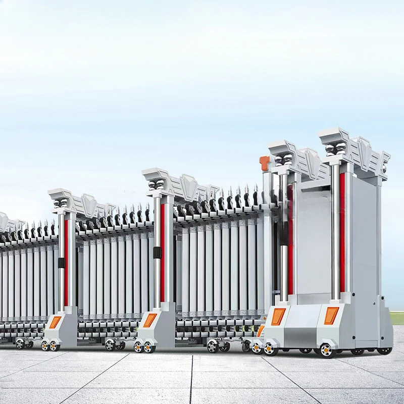 NEW Electric retractable door stainless steel remote control factory unit school trackless automatic retractable folding door