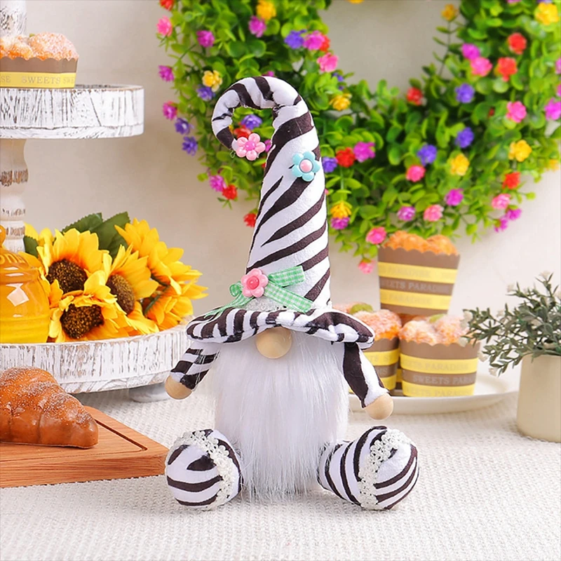 1PCS Animal Gnome Decoration Zebra Giraffe Elephant Shaped Plush Doll Faceless Tomte Gnomes Pendant Ornament Desktop Decor Gift