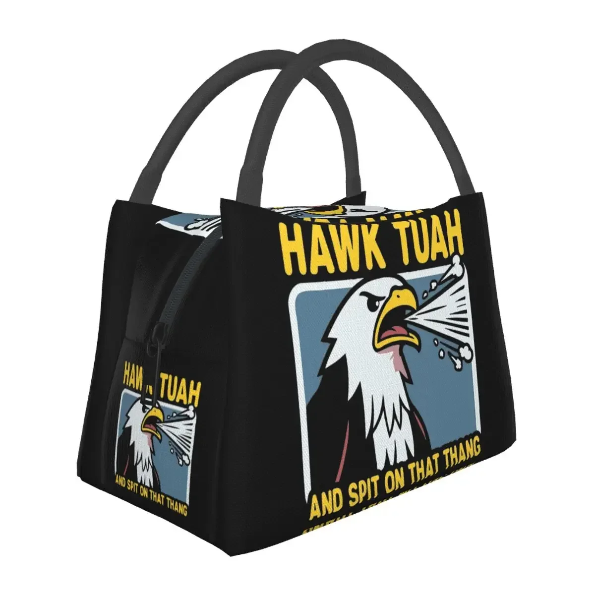 Hawk Tuah Spit On That Thang Lunch Bag Portable Insulated Oxford Cooler Bags Funny Election Meme Thermal Picnic Work Lunch Box