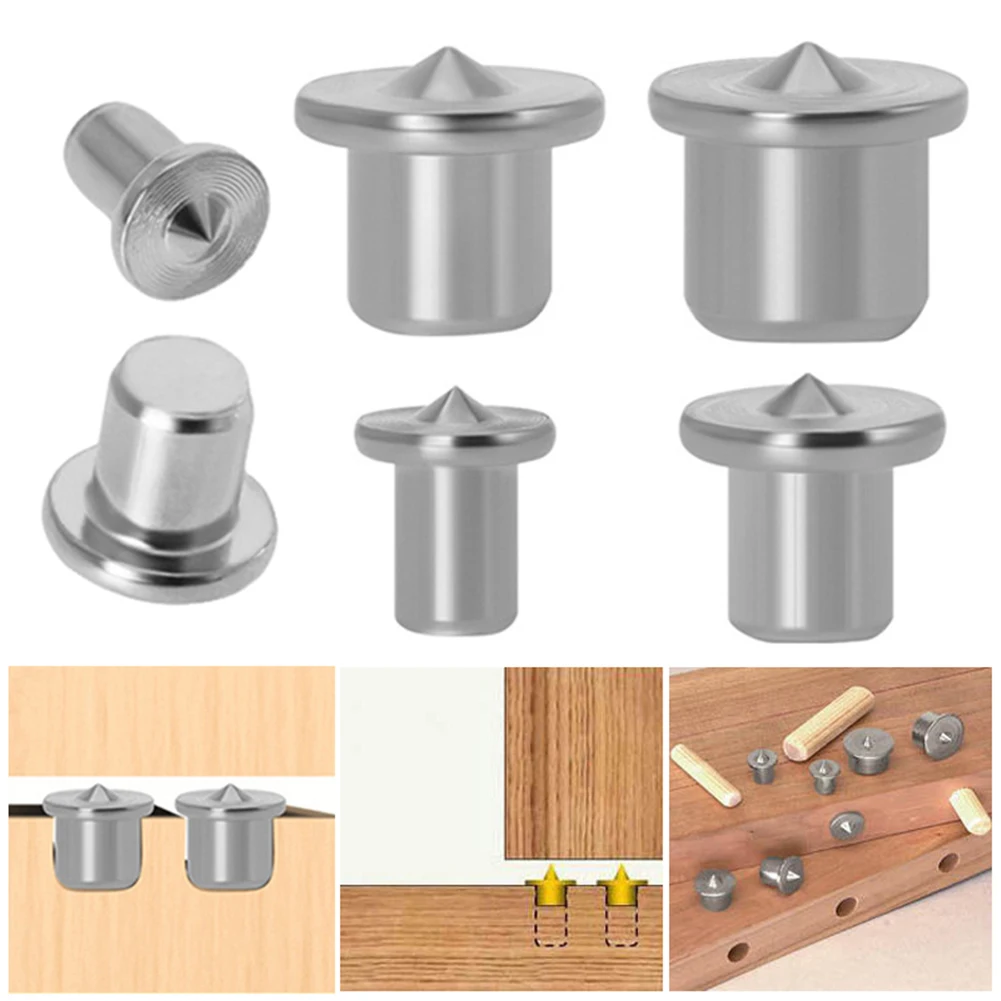 4pcs Panel Furniture Positioning Woodworking Round Wooden Tenon Top DIY Silver Locator Wooden Pin Center Punch Tool Set
