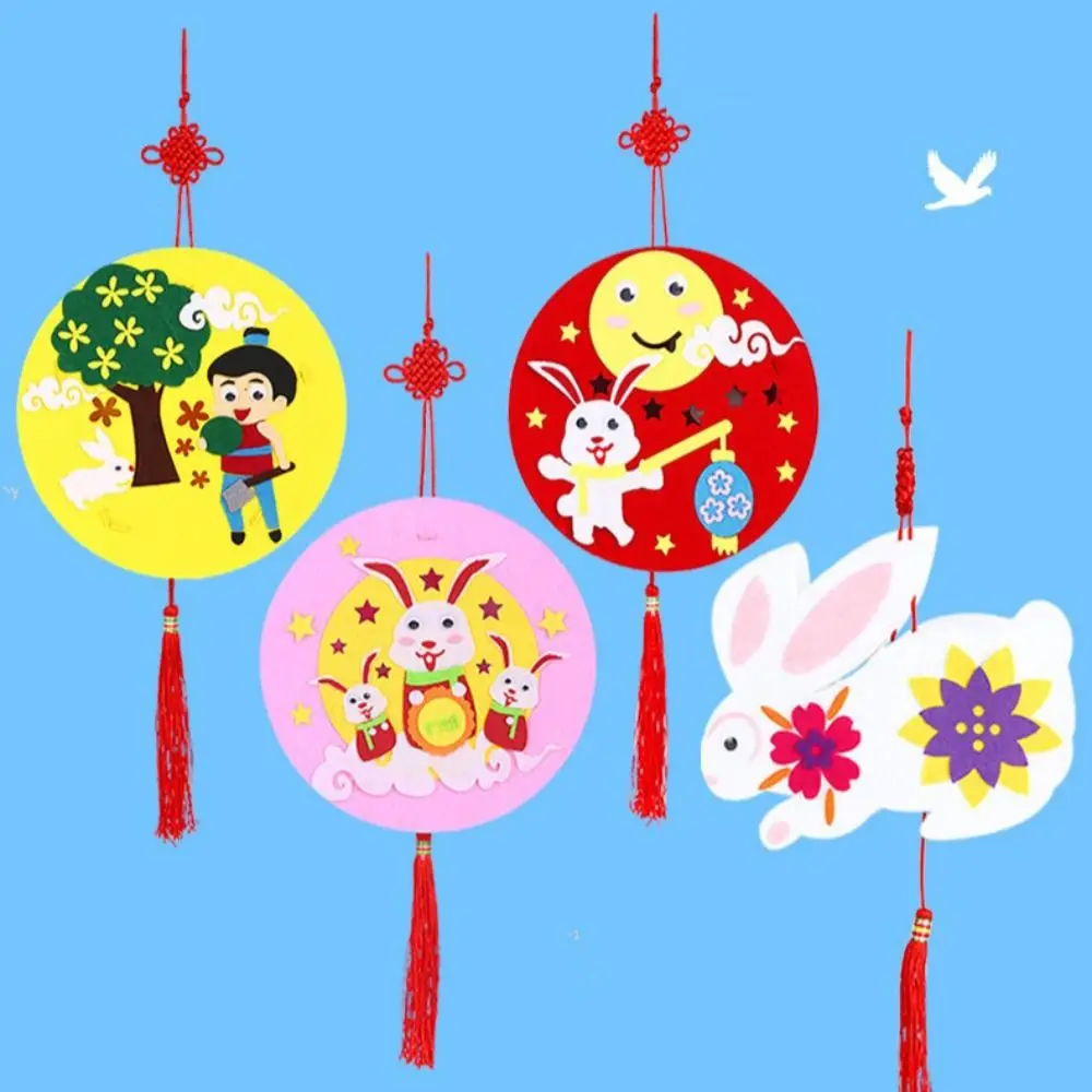 Non-woven Fabric Glowing Handheld Lantern Mooncake Blessings Handmade Rabbit Lantern Luminous Portable