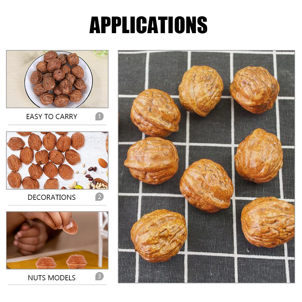 50 Pcs Artificial Walnut Almonds Decor Nuts Props Walnuts Ornaments Fake Decoration Crafts