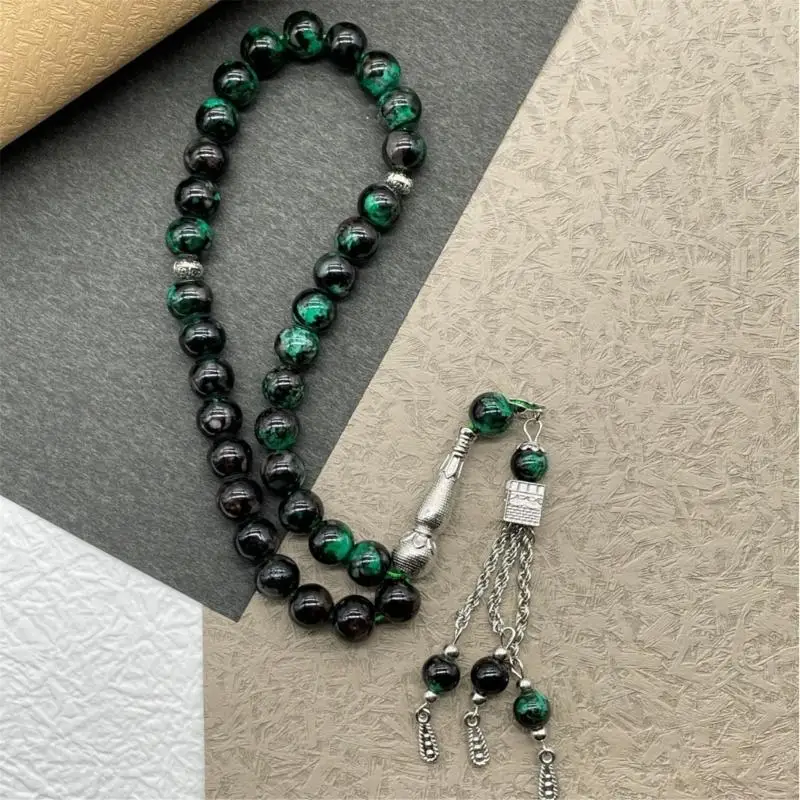 33 Glass Resin Prayer Beads Meditation Rosary Necklace Buddhist Bracelet Jewelry Stylish Spiritual Wrist Accessory