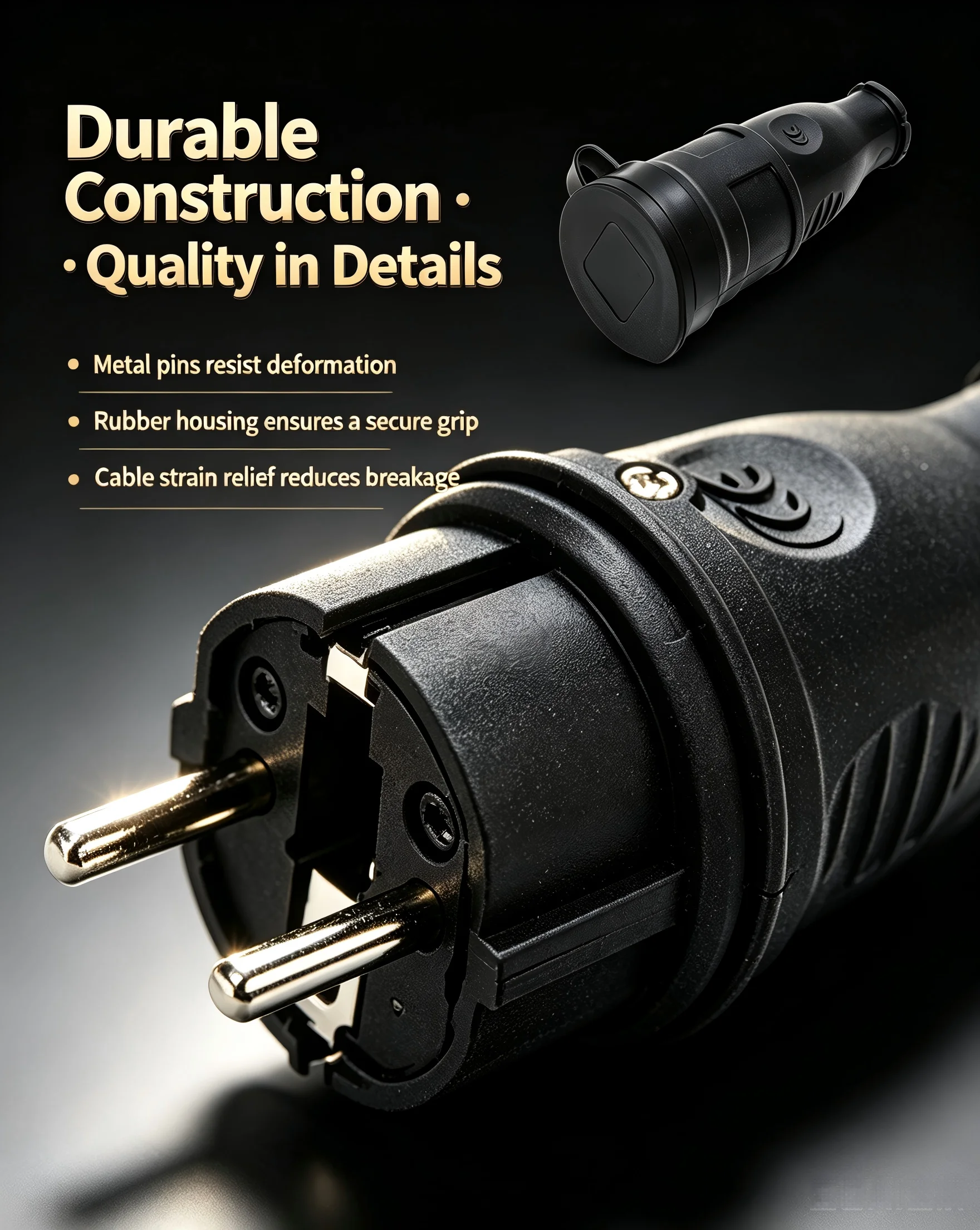 France Waterproof Female Socket 16A Electrical Male Schuko Plug 250V AC Power Adapter 4000W Power Socket Industrial