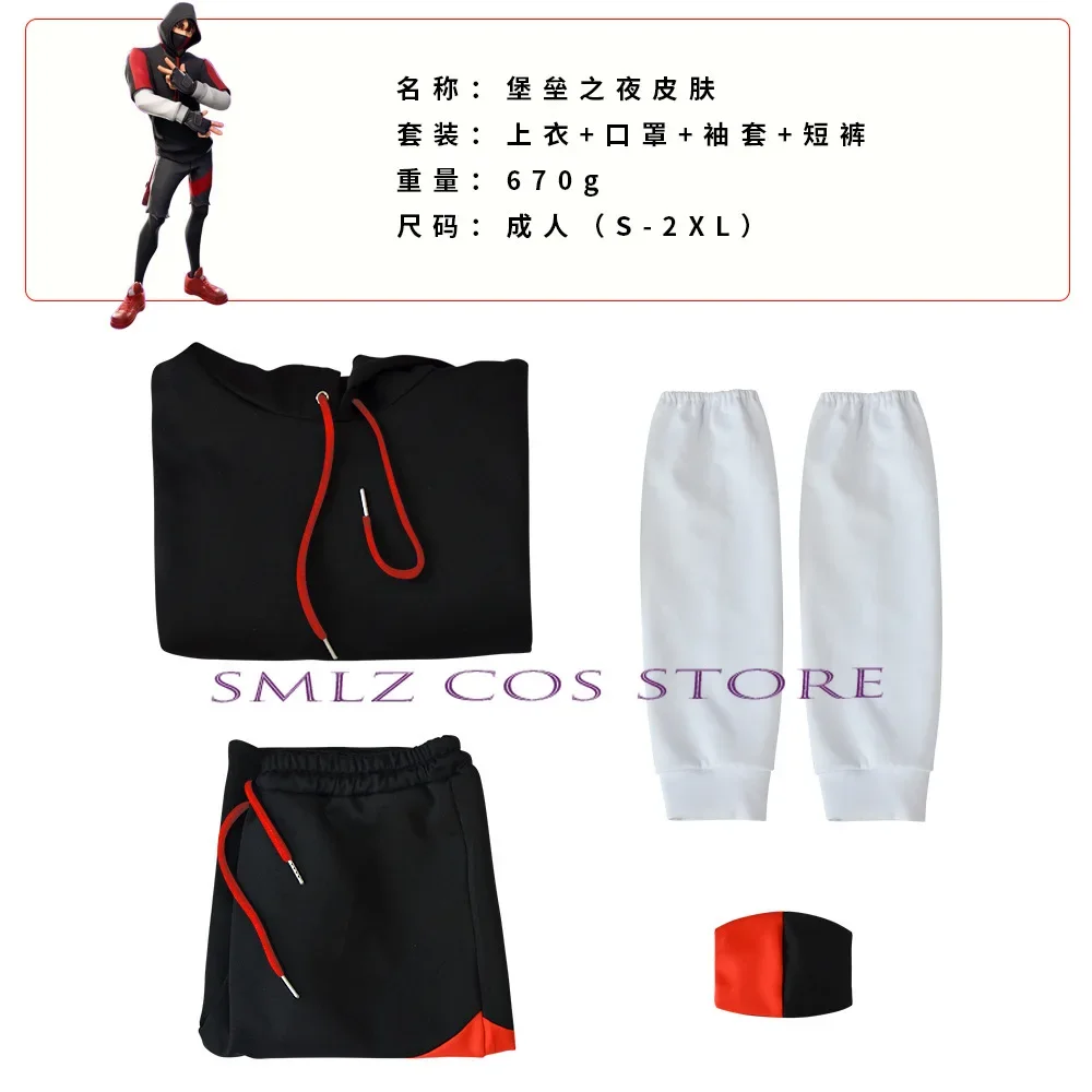 Fortaleza Ikonik Cosplay Traje Masculino, Anime Cosplay, Hoodie Adulto, Shorts, Máscara, Uniforme, Terno, Festa de Halloween, 5 peças