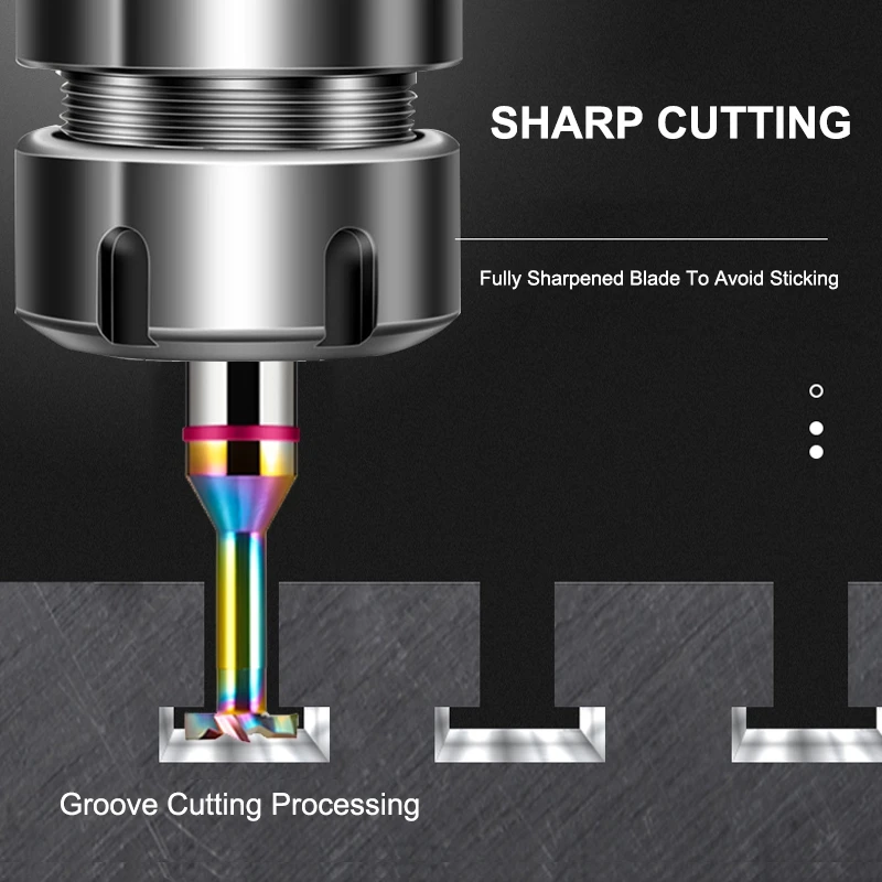 SHAZAM HRC65 4-Flute Tungsten Steel Carbide Colorful Coating T-Groove Milling Cutter For CNC Mechanical Machining Center Tools