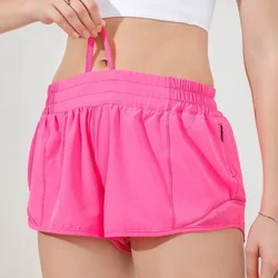 Summer Fitness Hotty Low Waist 2.5 Inch Shorts  Quick Drying Running Shorts With Pocket Reflective Strip Yoga Wear Clothing