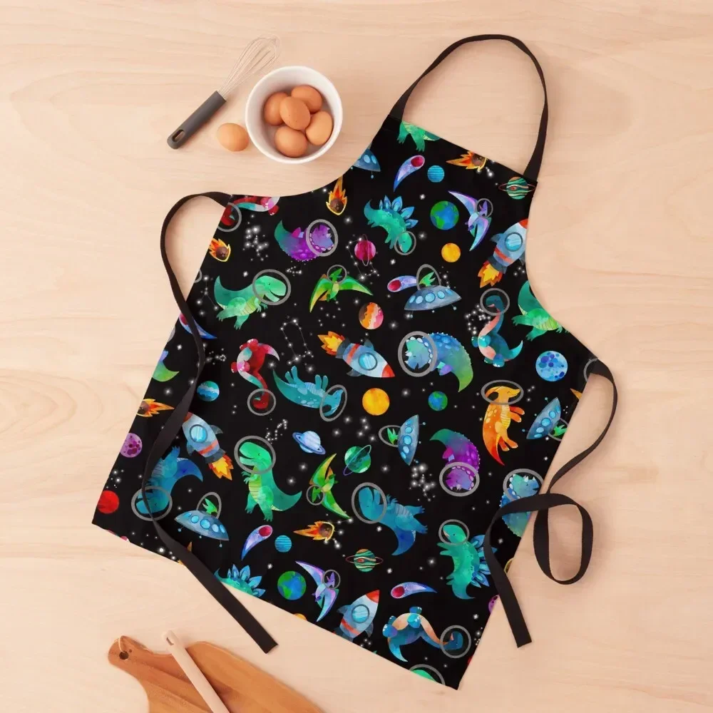 

Watercolor Space Dinosaurs Galaxy Pattern Apron For Women Kitchen manicurist For Woman Apron