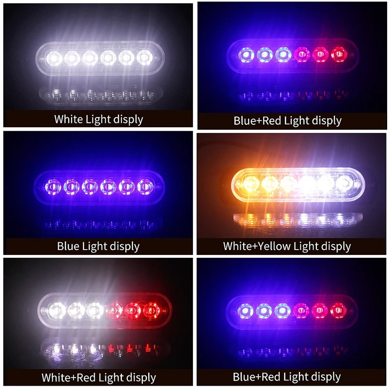 4X 12V-24V 6led lampa błyskowa awaryjny samochód ostrzegawczy stroboskop migający niebieski