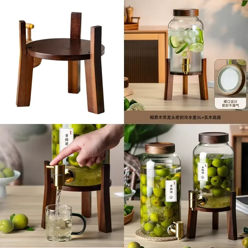 Wholesale Single Layer Bamboo Beverage Rack Wooden Vase with Storage Function for Flower Pot