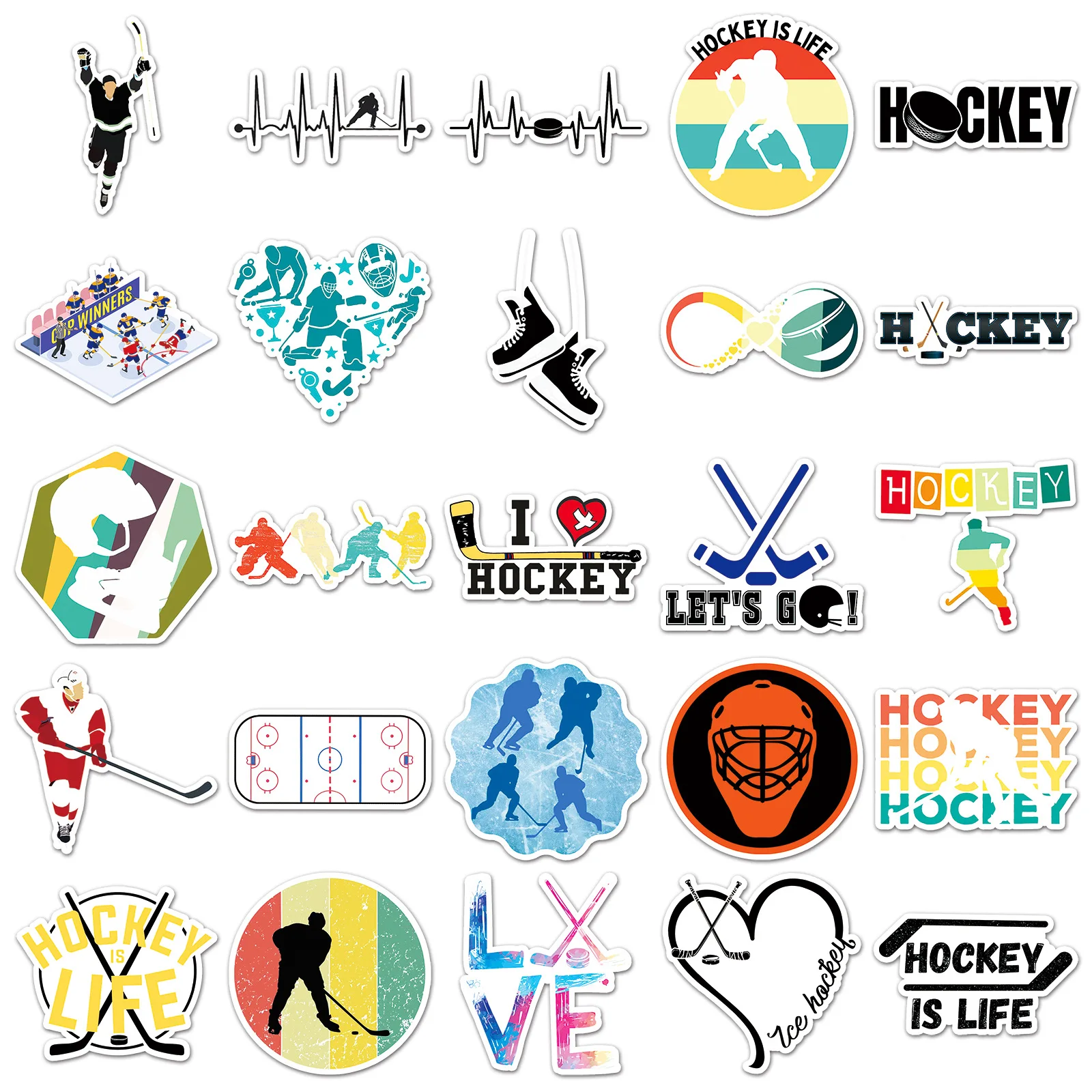 10/30/50PCS Sports Ice Hockey Sticker Cartoon Graffiti Decorative Water Cup Laptop Luggage Scrapbook Phone Case Waterproof Decal