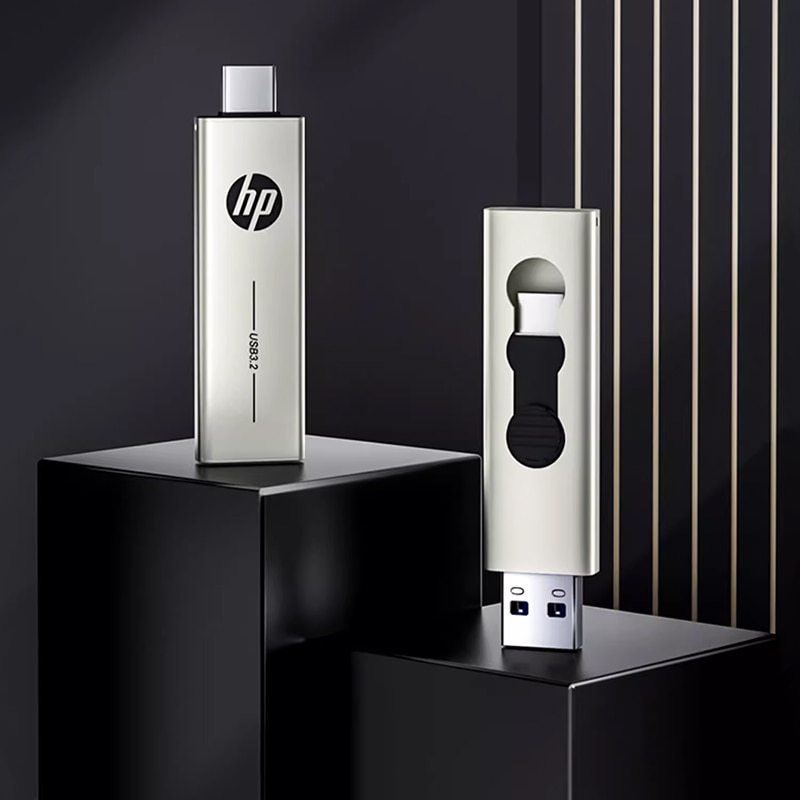  HP Type C Two in One USB Flash Drive 64GB 128GB 256GB Computer Mobile Phone Dual Use USB Flash Drive Rotating Creative USB 3.2 