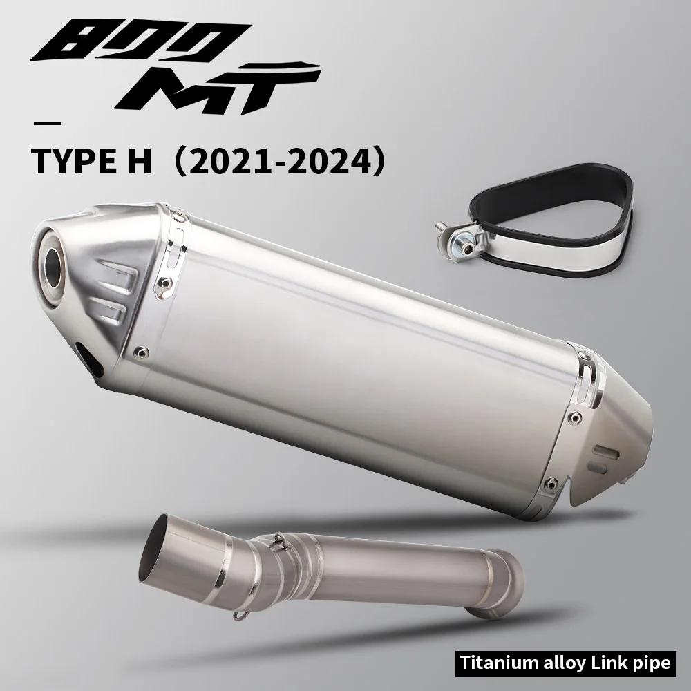 

Motorcycle Exhaust Escape Systems For CFMOTO 800MT CF 800-5A MT800 2021 2022 2023 Titanium alloy Link Pipe With 51mm Muffler