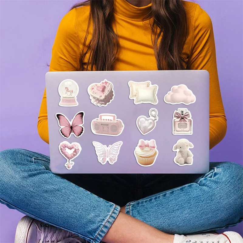 50PCS Kawaii Pink Ballet PVC Waterproof Graffiti Sticker Aesthetic  Stationery Decoration Scrapbooking School Supplies for Kids