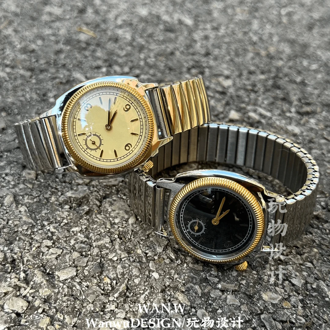 Retro Y2K Millennium round Digital Quartz Watch Vintage Elastic Strap Unisex All-match Niche Couple's Watch