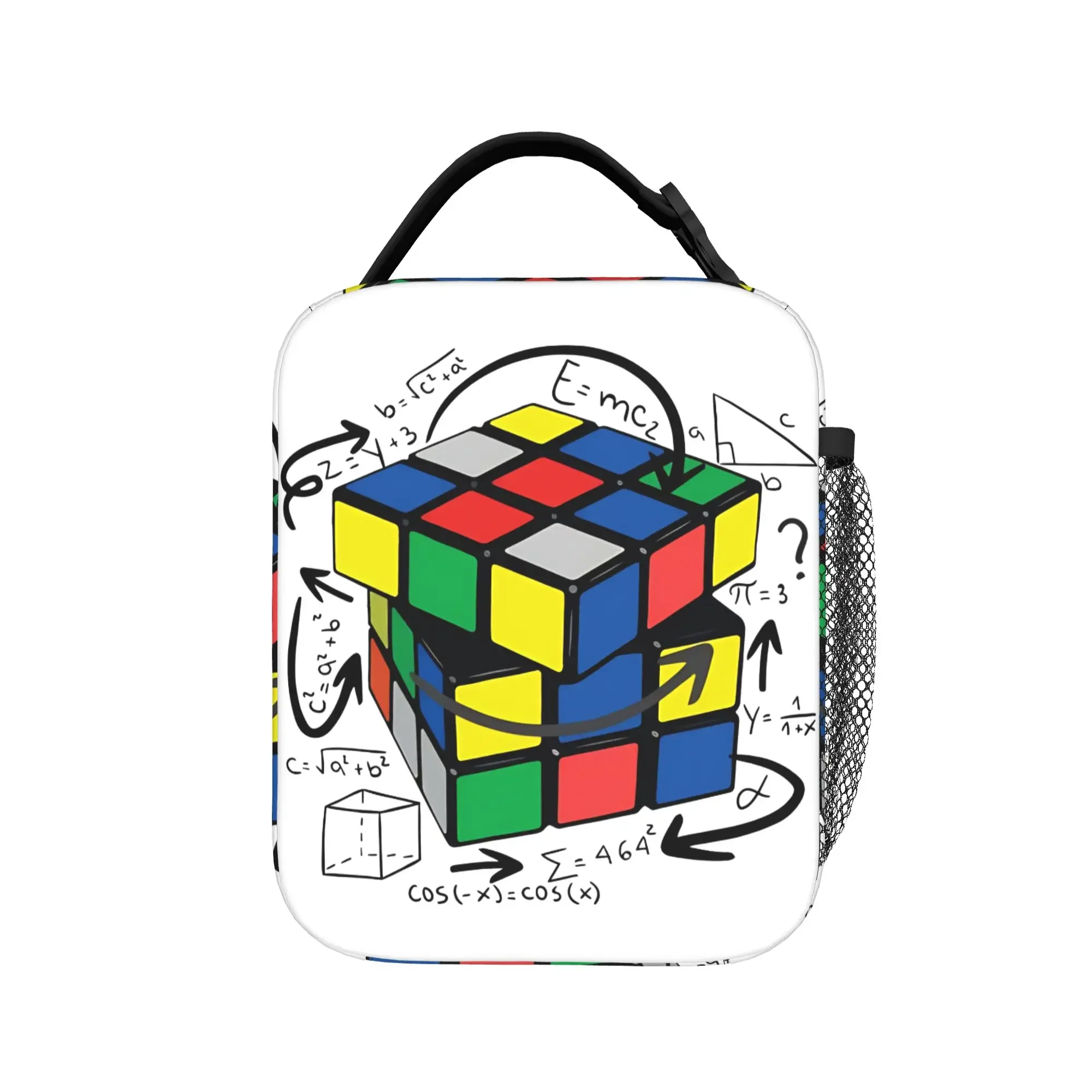 Math Rubiks Player Cube Lunch Bag  Travel Lunch Box For Men  Casual Print Tote Food Bags Waterproof Portable Zipper Cooler Bag