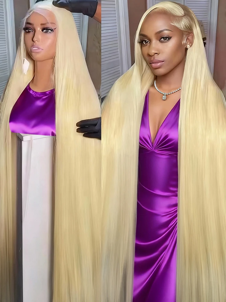 

42 40 дюймов 613 Медовый блондин Bone Straight 250 Плотность 13x6 HD Парик из натуральных волос на кружеве 13x4 HD Парик на фронтальной части шнурка для чернокожих женщин