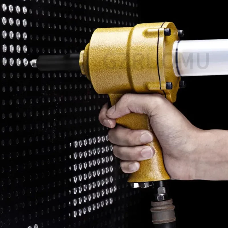 Handheld Powerful Pneumatic Air Blind Rivet Gun Two-Jaw Automatic Nail Suction Double Cylinder Riveting Tools Pull Force 1848KGS