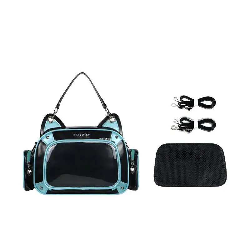 التباين اللون Kawaii القط الأذن Ita أكياس المرقعة الدنيم شفافة موضة حقيبة تحت الإبط المرأة الحلو Y2k حقائب كتف #5