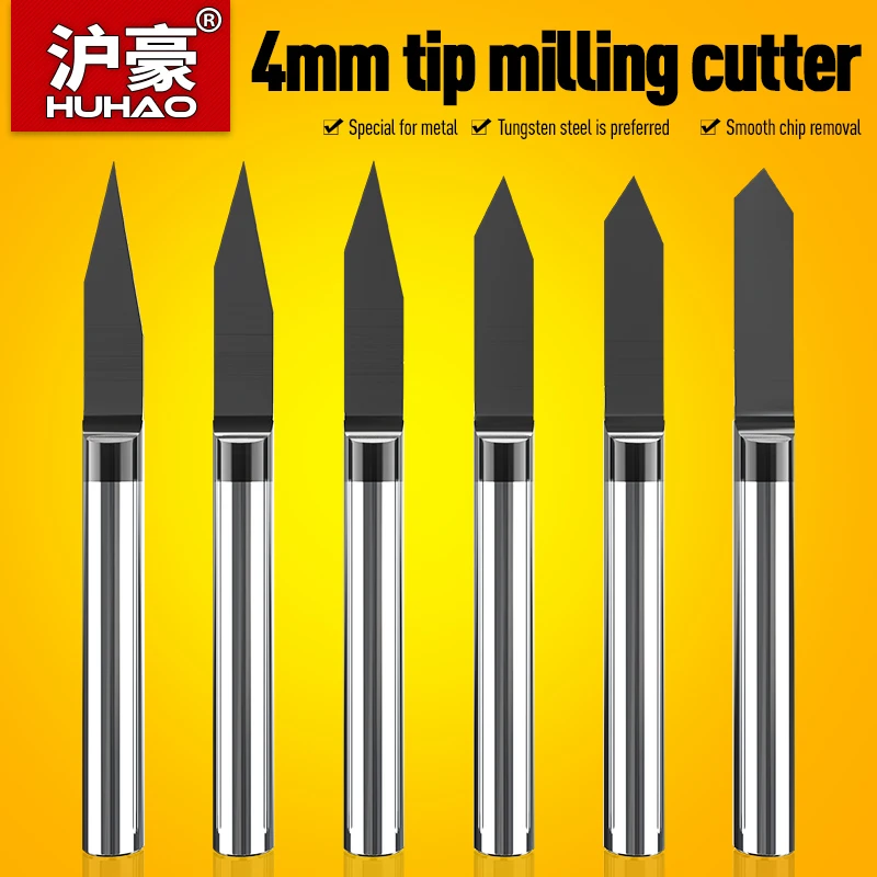 

HUHAO 4mm Shank Engraving Bits Cnc Bit Stainless Steel Titanium Coating Pcb Engraving Cutter Router Tools Cheap Milling Cutter