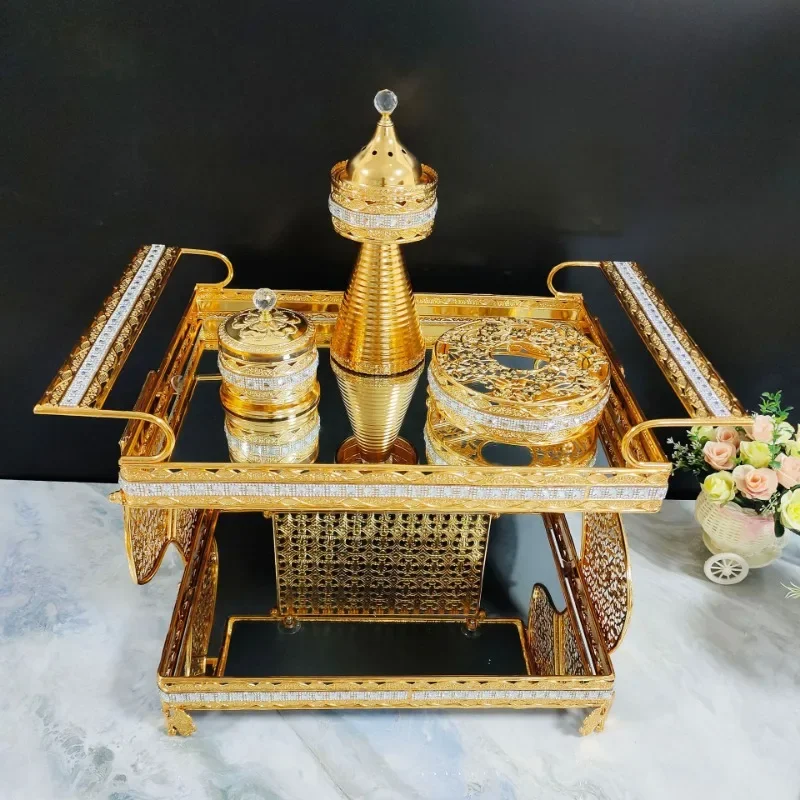 Middle Eastern Arabian Incense Burner Luxury Home Decor High-end Glass Metal Ornaments Living Room Decorative Ornament Set