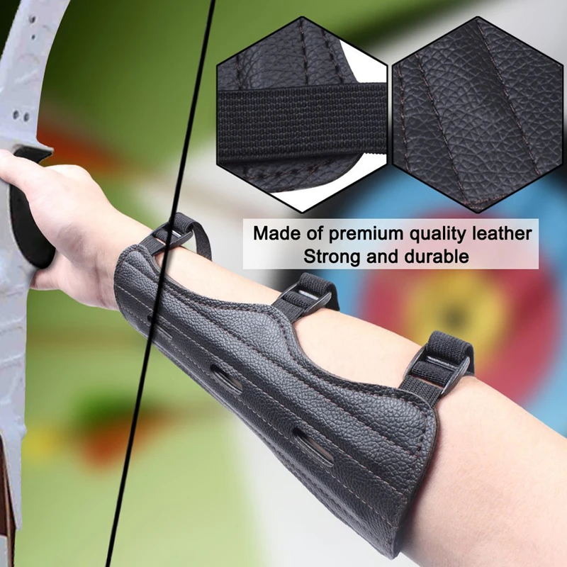 Leather Archery Equipment Arm Guard Protection Forearm Safe Adjustable Bow Arrow Hunting Shooting Training Accessories Protector