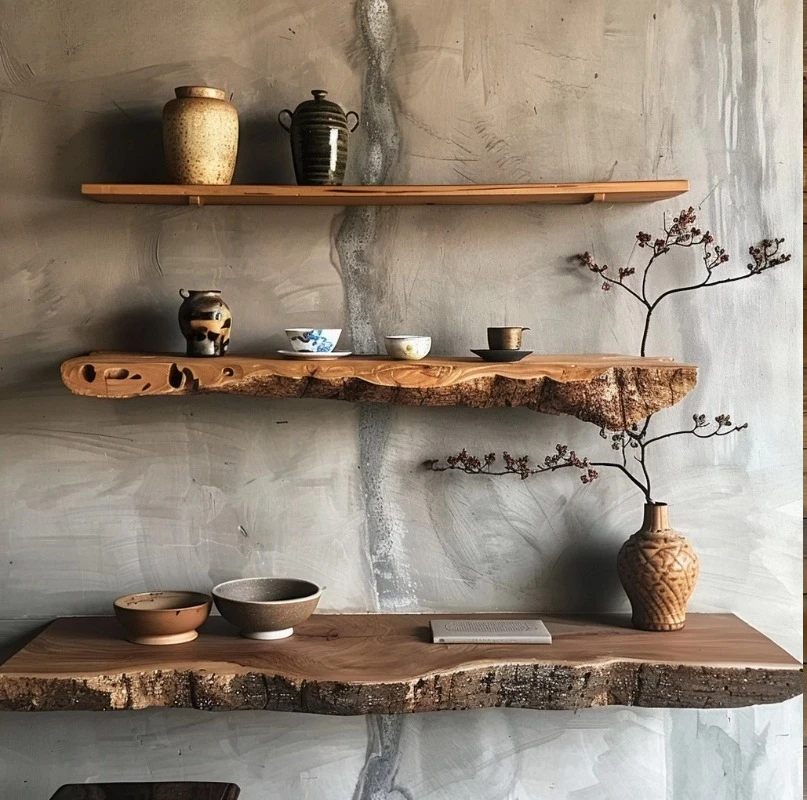 

Camphor wood irregular solid wood wall rack wall baffle storage