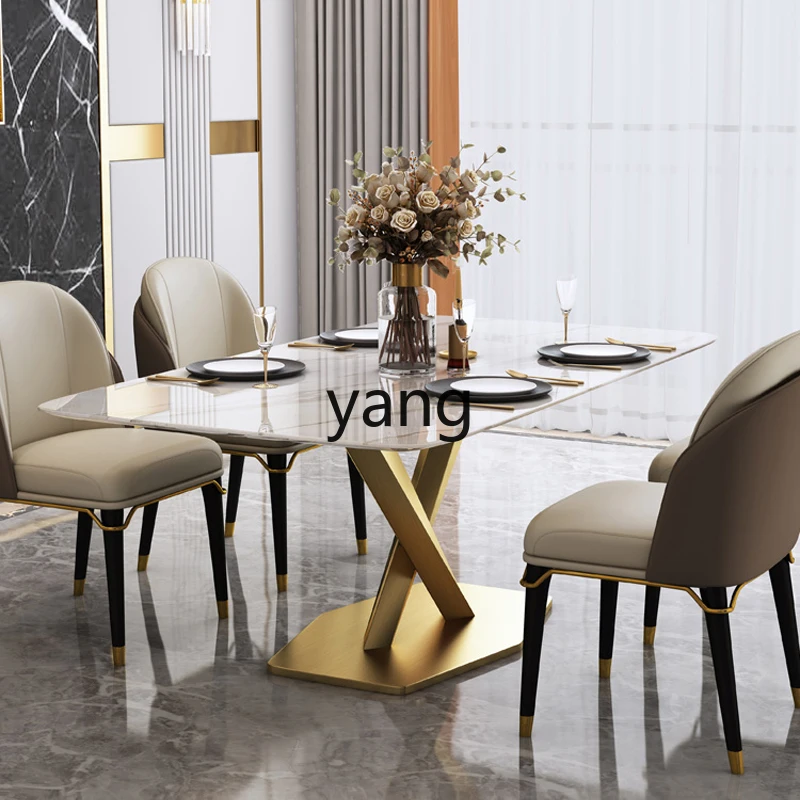 

XYY light luxury dining table and chair combination household small apartment rectangular living room dining table