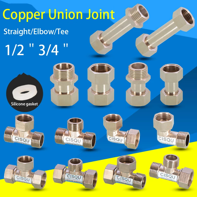 

Copper Pipe Fitting Union Joint 1/2＂3/4＂Male Female Thread Connector Adapter Coupler Straight/Elbow/3-way Water Gas Pipe Fitting