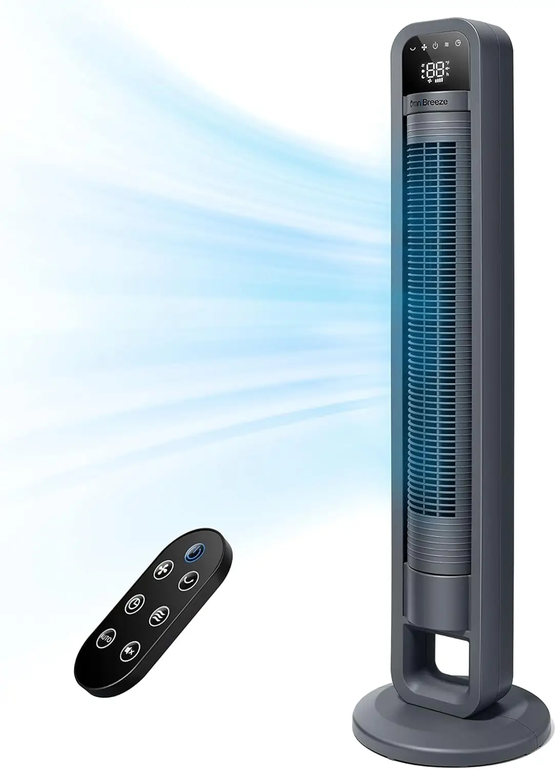 

Digital Electric Tower Fan, Inner Oscillation with Remote Control, LED Display, Standing Bladeless Floor Fans Cooling