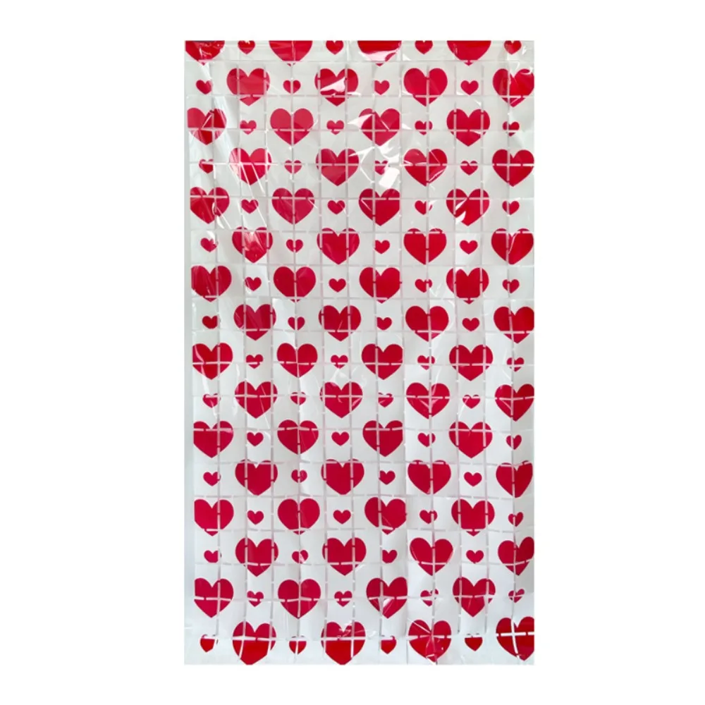 

Heart Pattern Love Rain Curtain Hanging Self-adhesive Streamers Curtains Foldable Easy To Install Valentine's Day Decoration