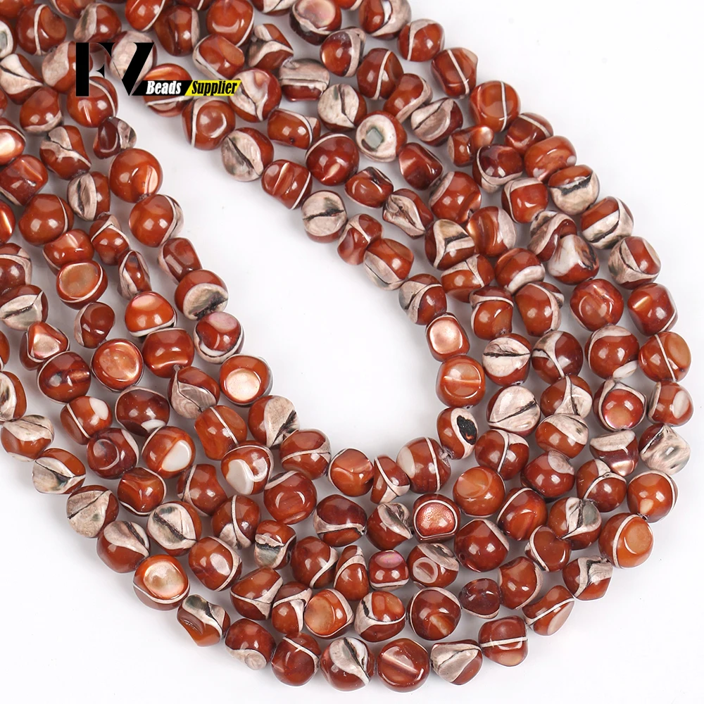 Natural Shell Bead Coffee Color Irregular Round Shell Loose Spacer Beads For Jewelry Making Diy Bracelet Necklace Accessories