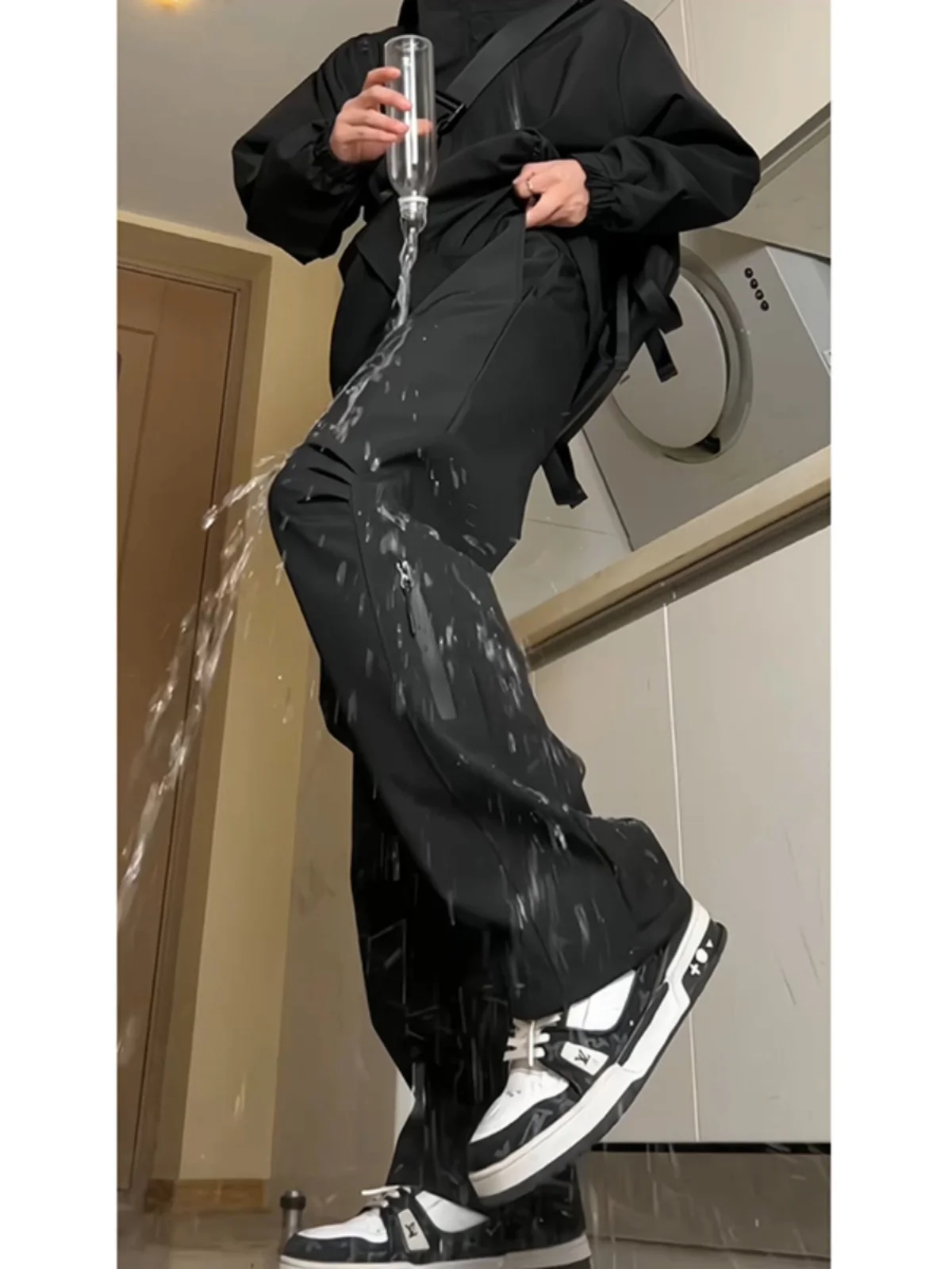 

Men's Pure Bla Fce Lined Tee-Proof Work Trousers Winter Cold Resistant Casual Pants Straight Leg Fit Trousers