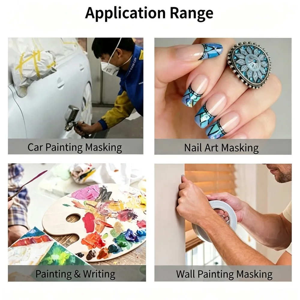 Masking Tape, Easy Tear Beige Painters Tape No Residue, Single-Sided Masking Paper Tape for Painting, Car Spraying, Art Craft, Decoration, 2.4cm × 2000cm, 2 Rolls
