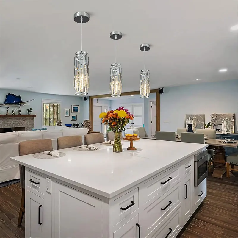 Small Gold Crystal Chandelier Lighting Modern Black Pendant with LED Lights for Kitchen Dining Room and Entryway - Image 5