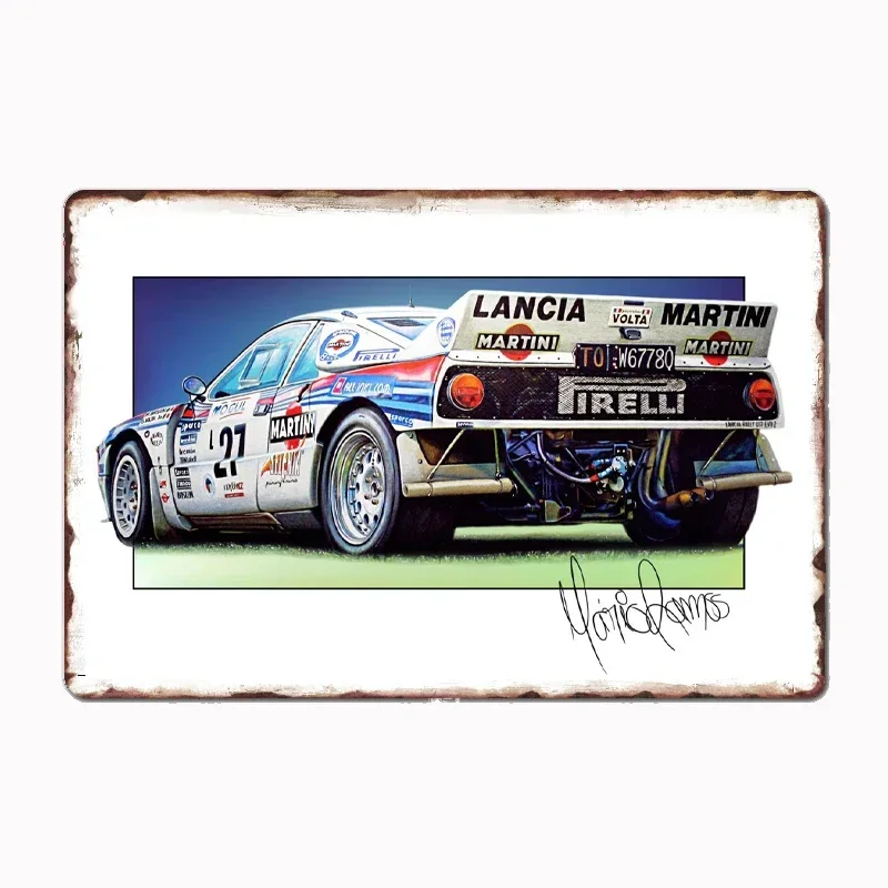 

Group B Rally Cars Lancia 037 Group B Artwork Metal Sign Poster Garage Room Decor Automobile Club Tin Home Decor