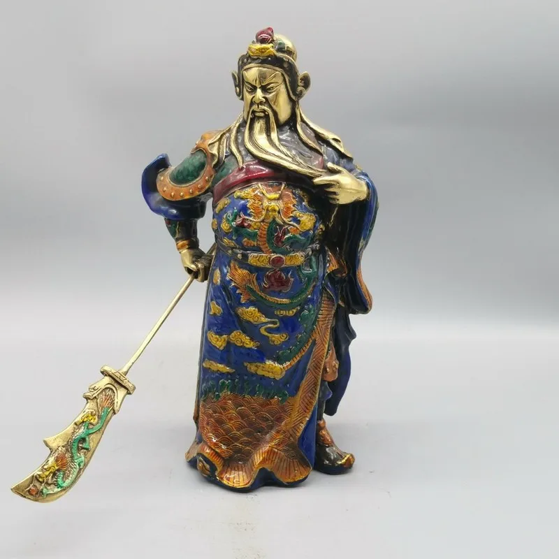 Antique Bronze Collectibles  Colorful Guan Gong The shape is neat and the color is rich