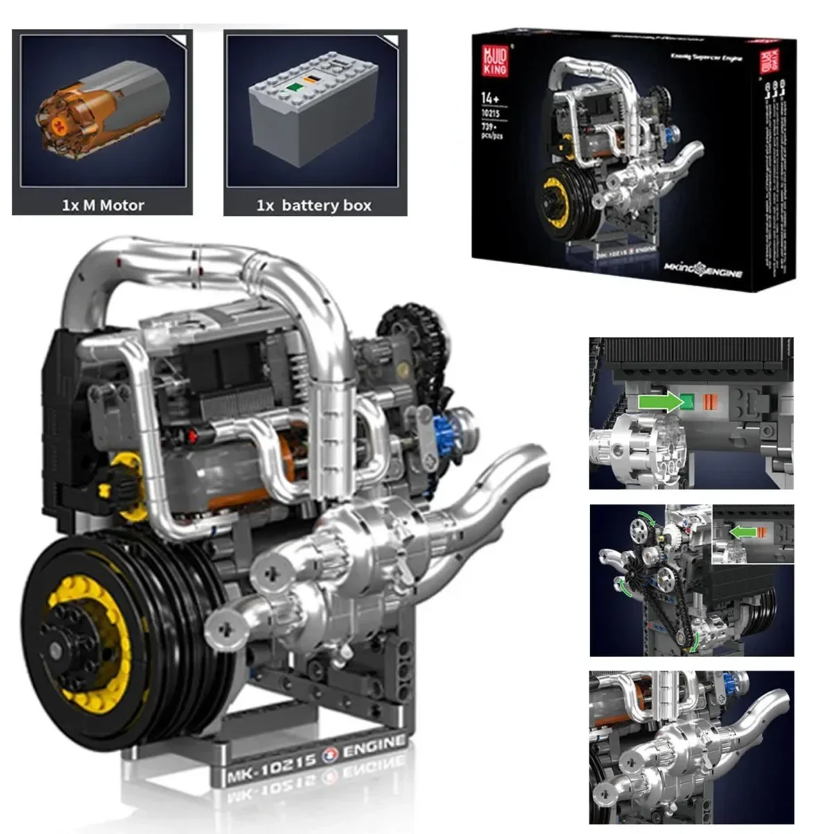 

Mold King 10215 Technical MOC Super Sports Car Building Blocks Kit - 739 шт. STEM Развивающие кирпичи Игрушка со детальным механизмом