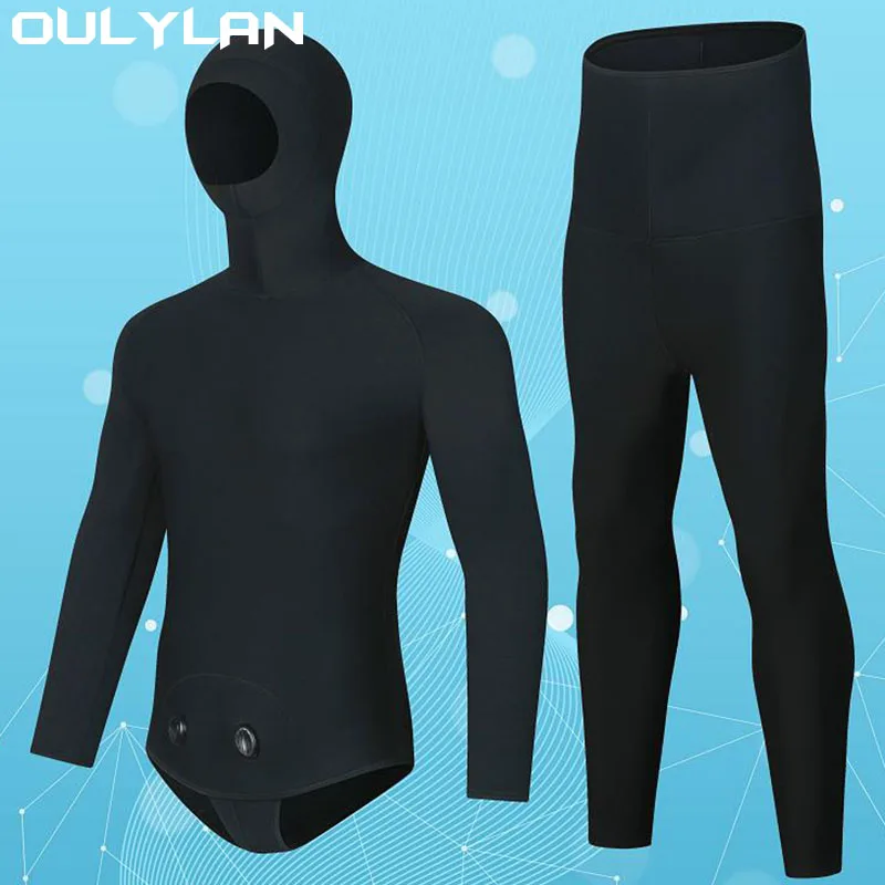 Oulylan Neoprene 3MM Men Wetsuit Jackets Surf Pants Snorkeling Scuba Diving Underwater Spearfishing Clothes Kitesurf Equipment