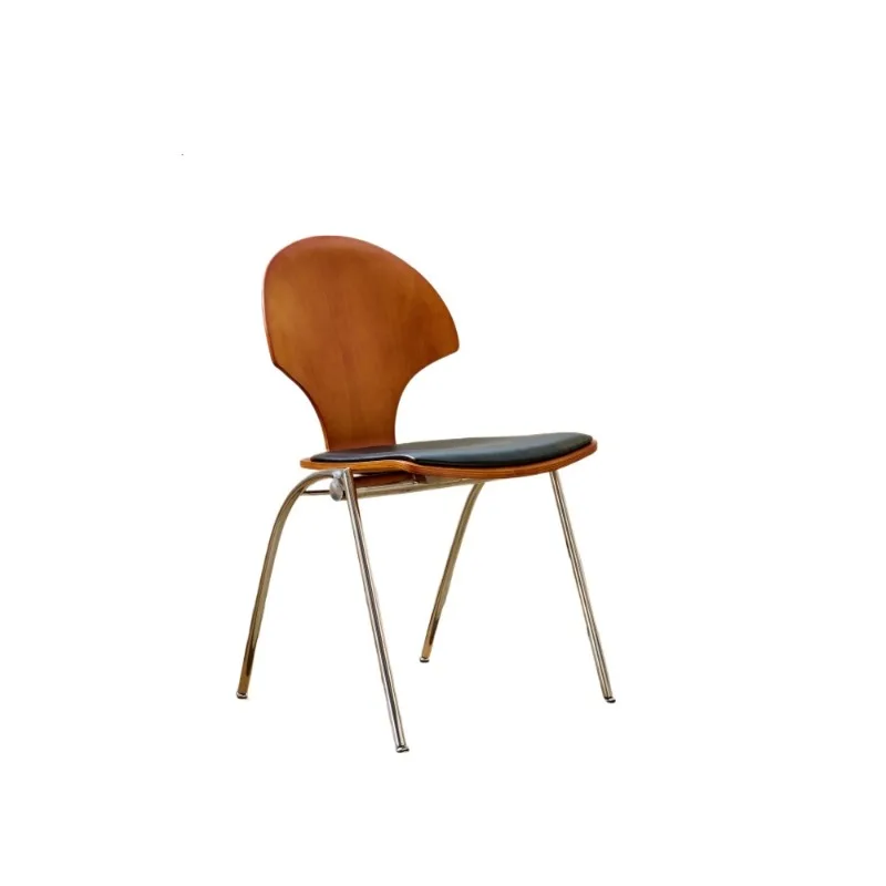 

Medieval solid wood dining chair, stainless steel, household light luxury niche, leisure chair