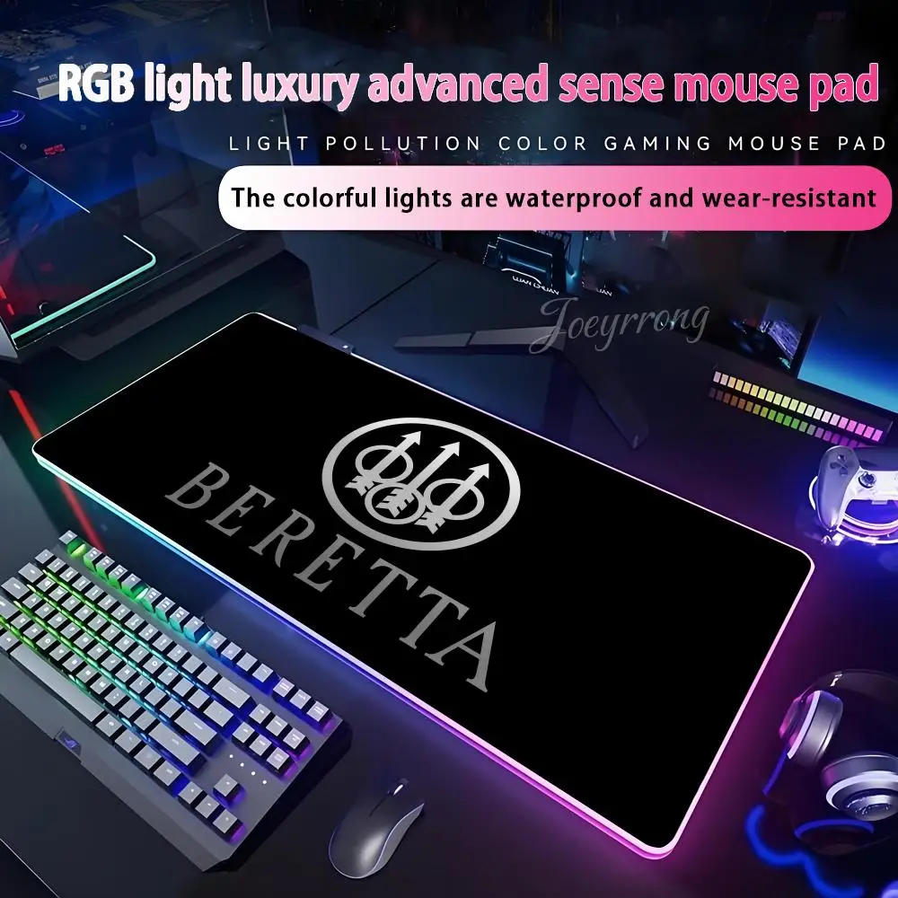

Коврик для мыши Gun B-BerettaES для FPS eSports RGB, расширенная игровая клавиатура, светодиодные коврики, большие 1000x500 мм XXL Gamer