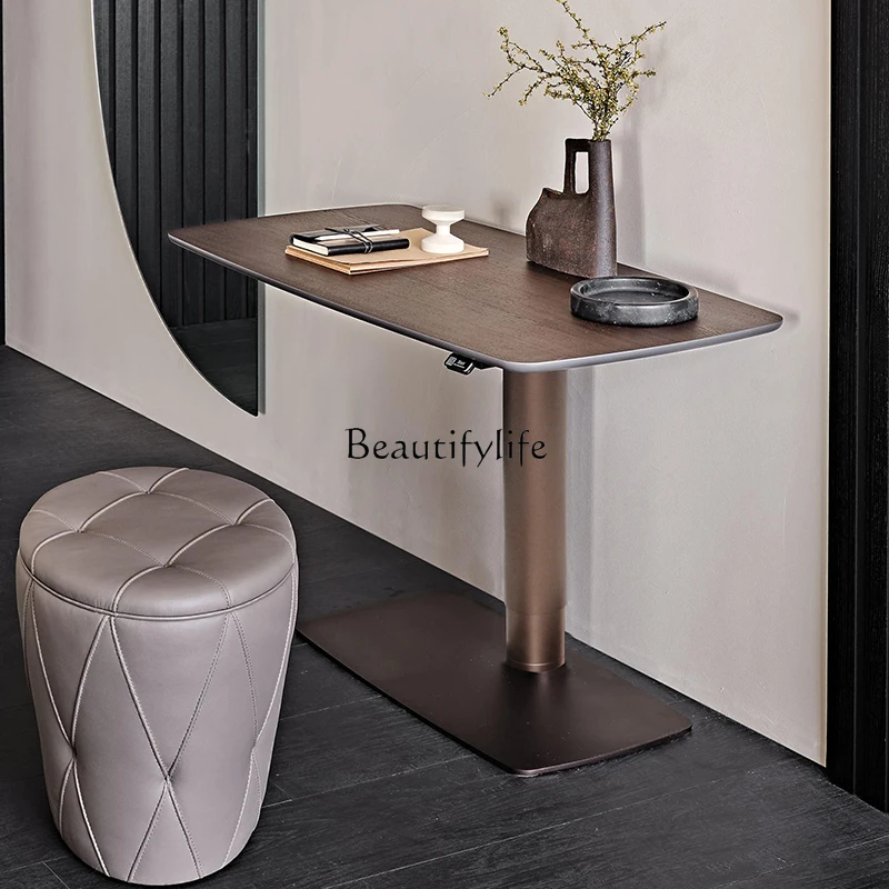 Hijs Mobiel Bureau Italiaanse Rotsplaat Minimalistische Luxe Massief Houten Salontafel