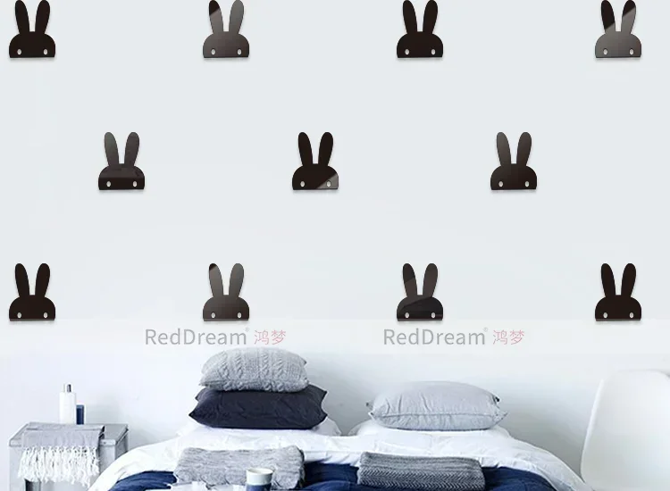 Cute Stickers Nordic Style Wallpaper Bunny Acrylic 3D  Wall Stickers Children's Room Mediterranean Decoration  Cute Stickers