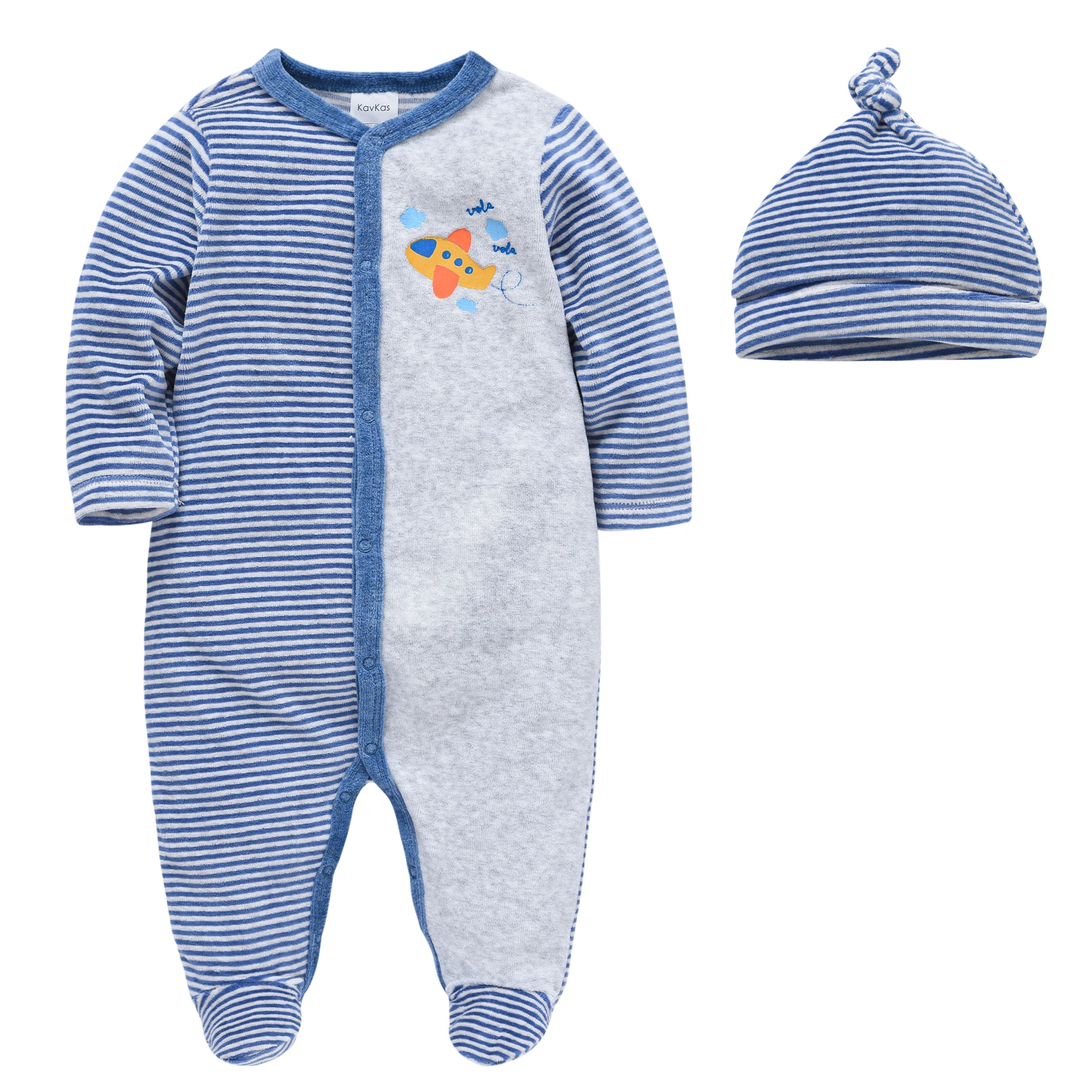 New Winter Baby Clothing Boys Velour Warm Romper Hat Sets Long Sleeve Jumpsuit Kids Playsuit Newborn Boys Free Shipping