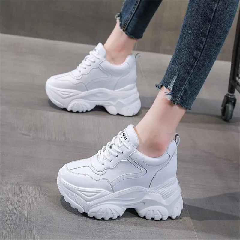 7cm New High Top Women dermis Sneakers Autumn Winter Hidden Heel Casual Shoes  lace-up Women Platform Wedge Shoes size 34 39